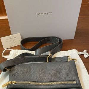 HAMMITT MEDIUM CLUTCH VIP SONNETT GRAY BRUSHED GOLD